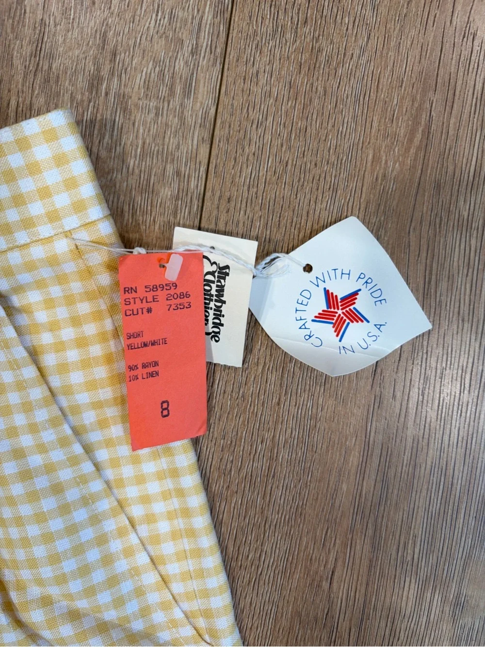 Carolyne Simpson Vintage Yellow Gingham Bermuda Shorts Size 8 NWT USA Made